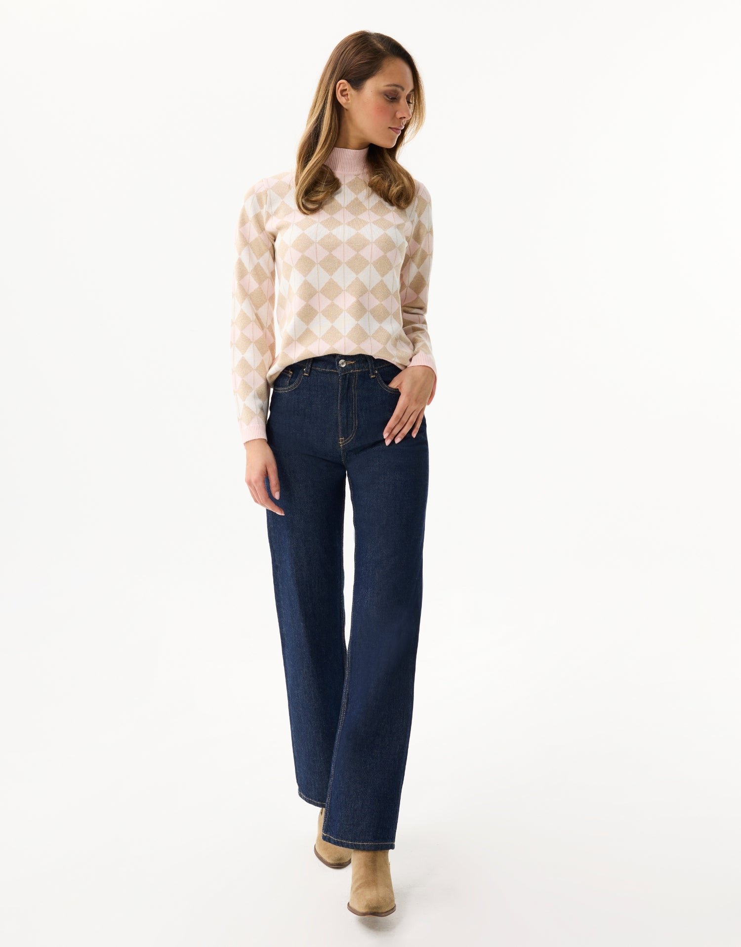 Trui met pastel ruitpatroon