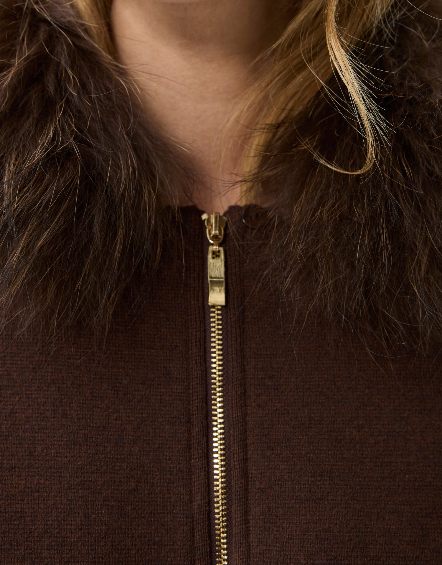 Veste zippée col fausse fourrure