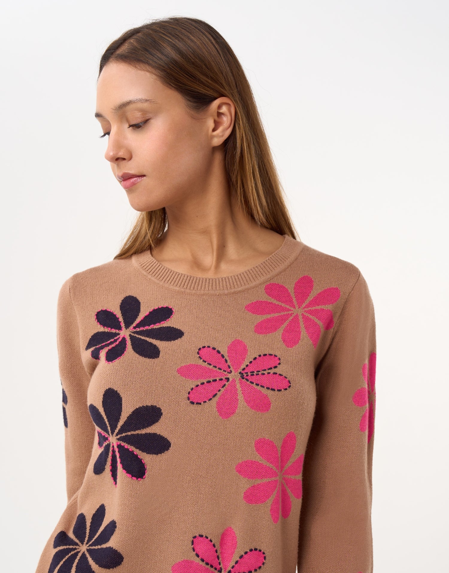 Trui met meerkleurig bloemenmotief