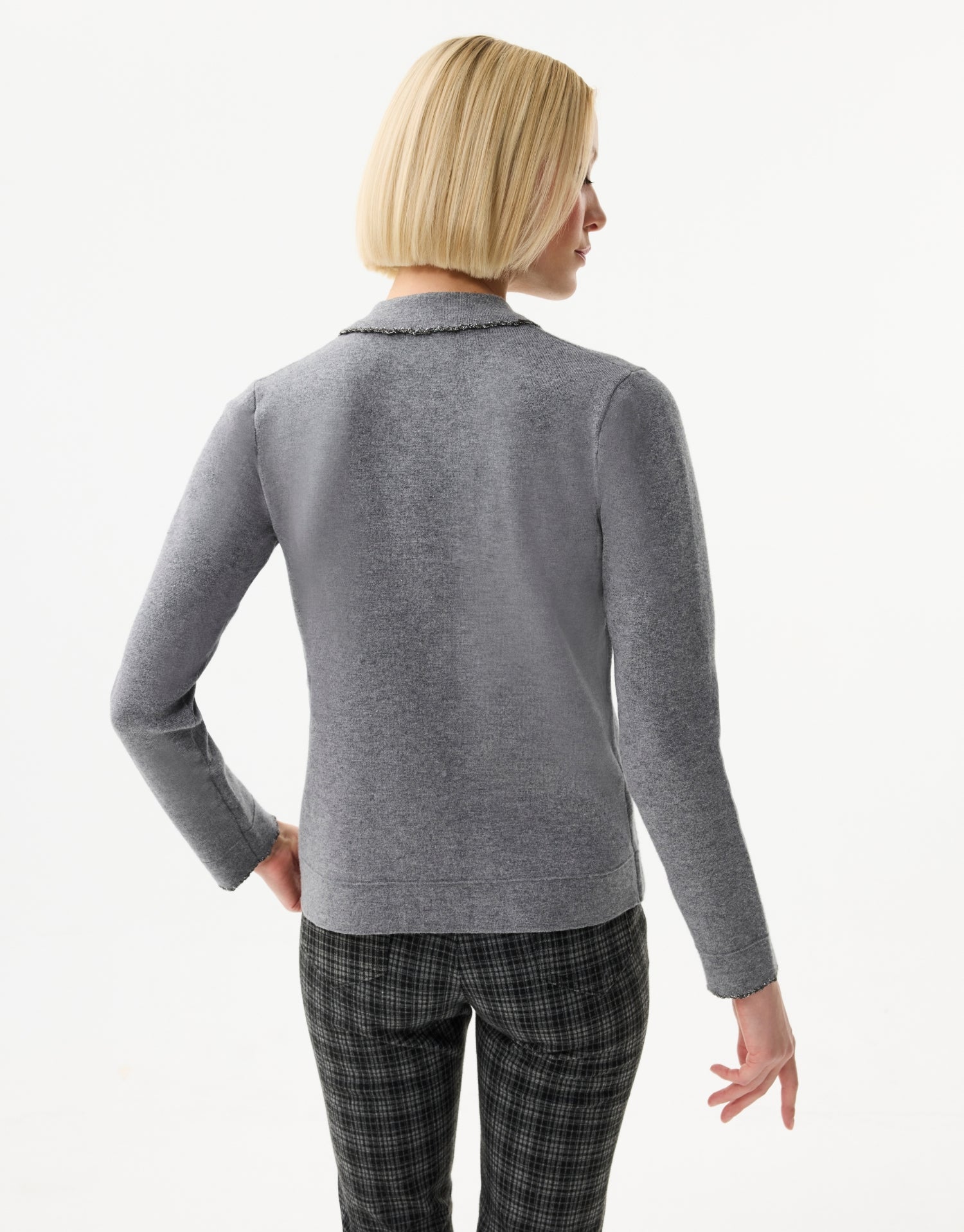 Cardigan chic à poches plaquées gris