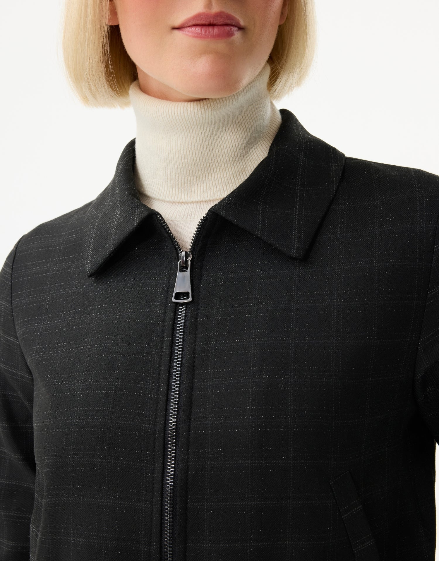 Veste zippée à carreaux discrets