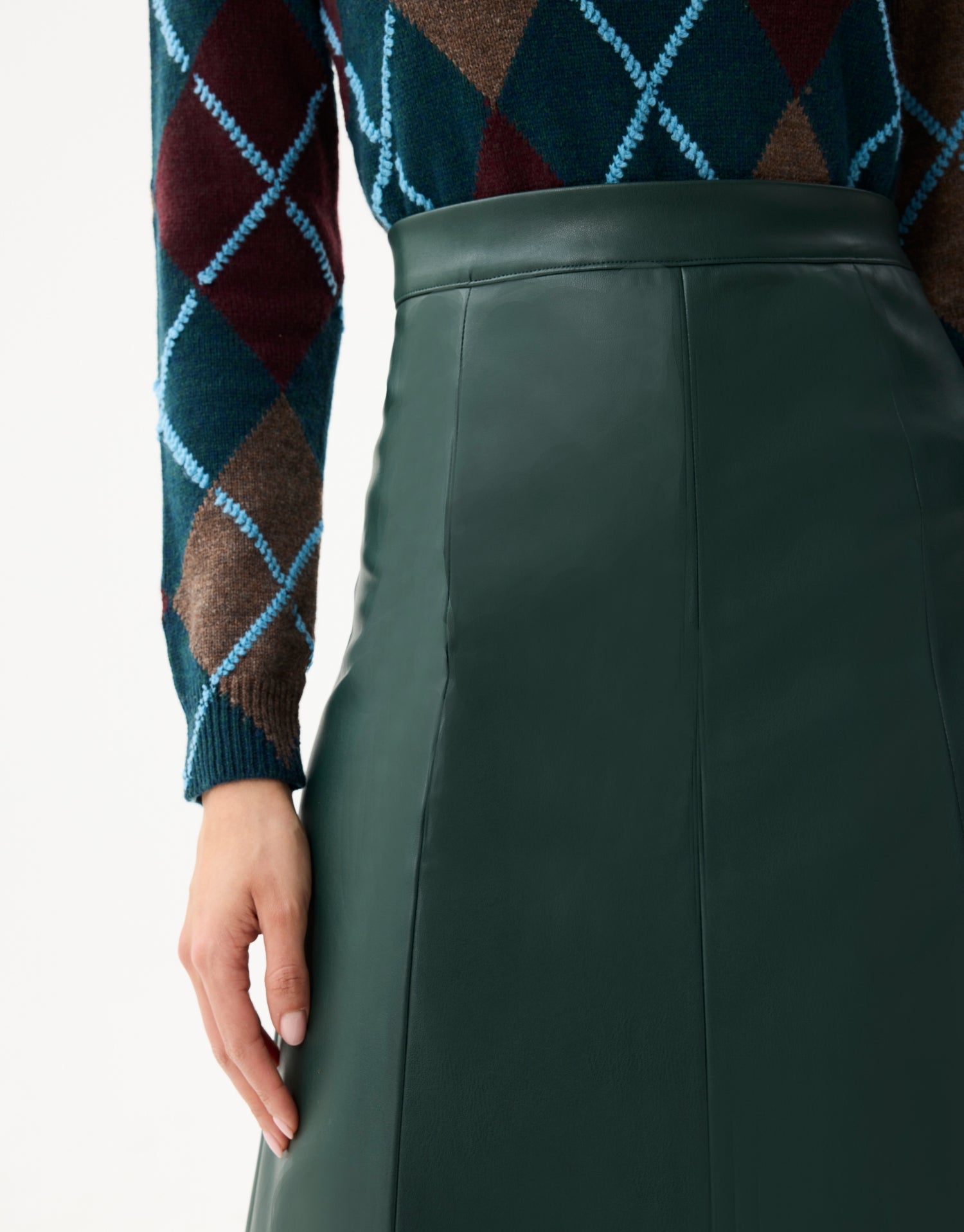 Jupe midi évasée verte