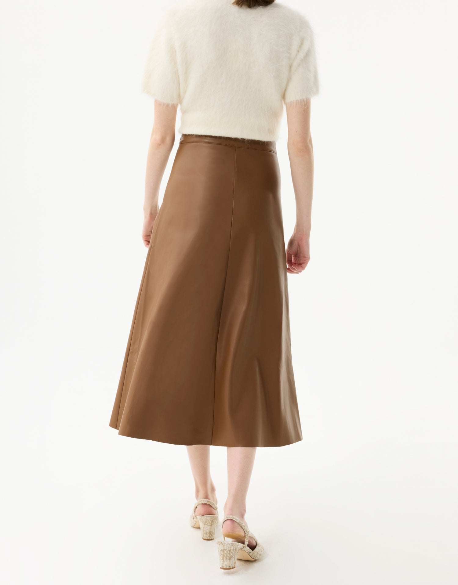 Jupe midi évasée marron
