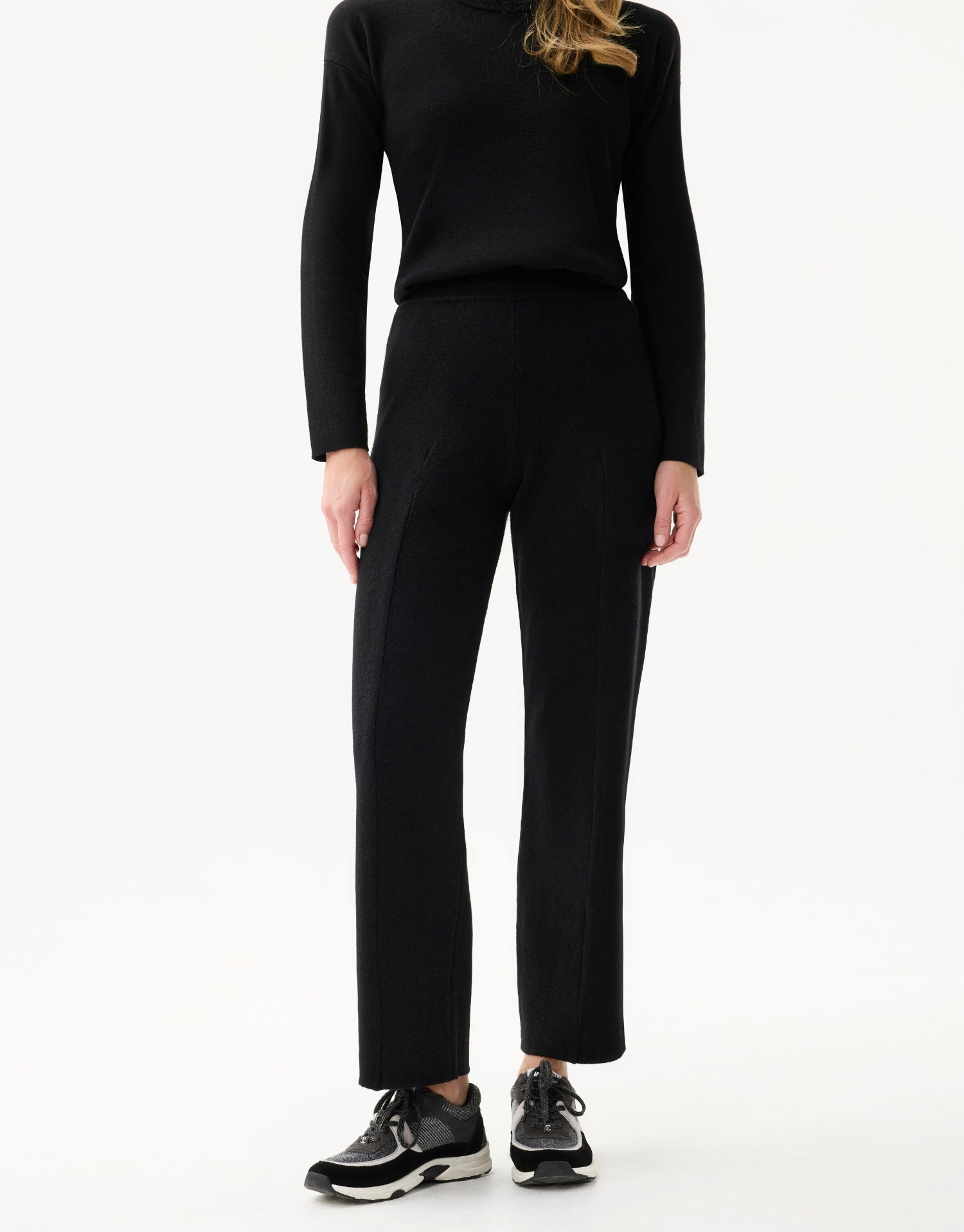 Pantalon maille droit noir