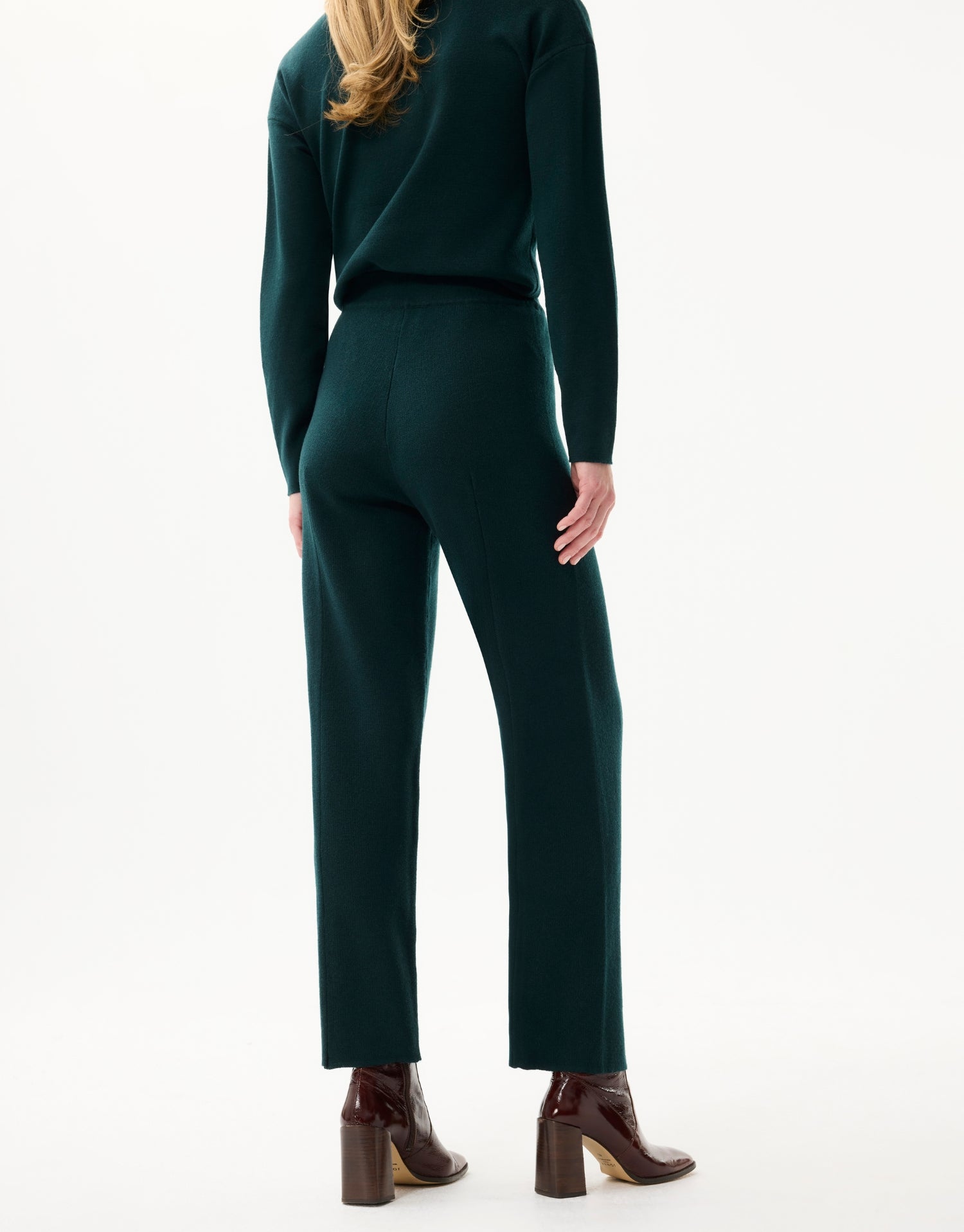 Pantalon maille droit vert