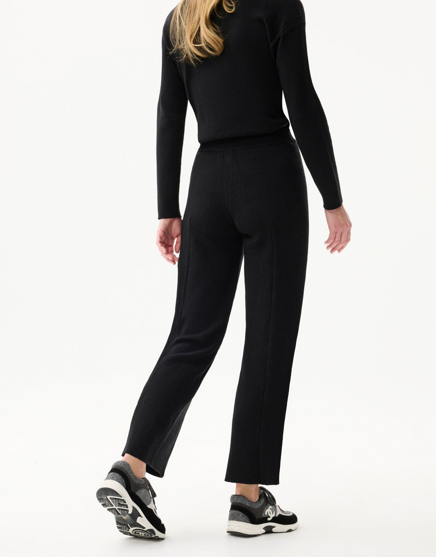 Pantalon maille droit noir