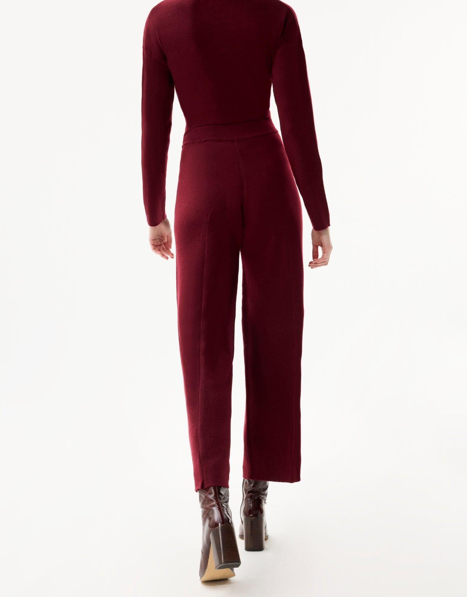 Pantalon maille droit bordeaux