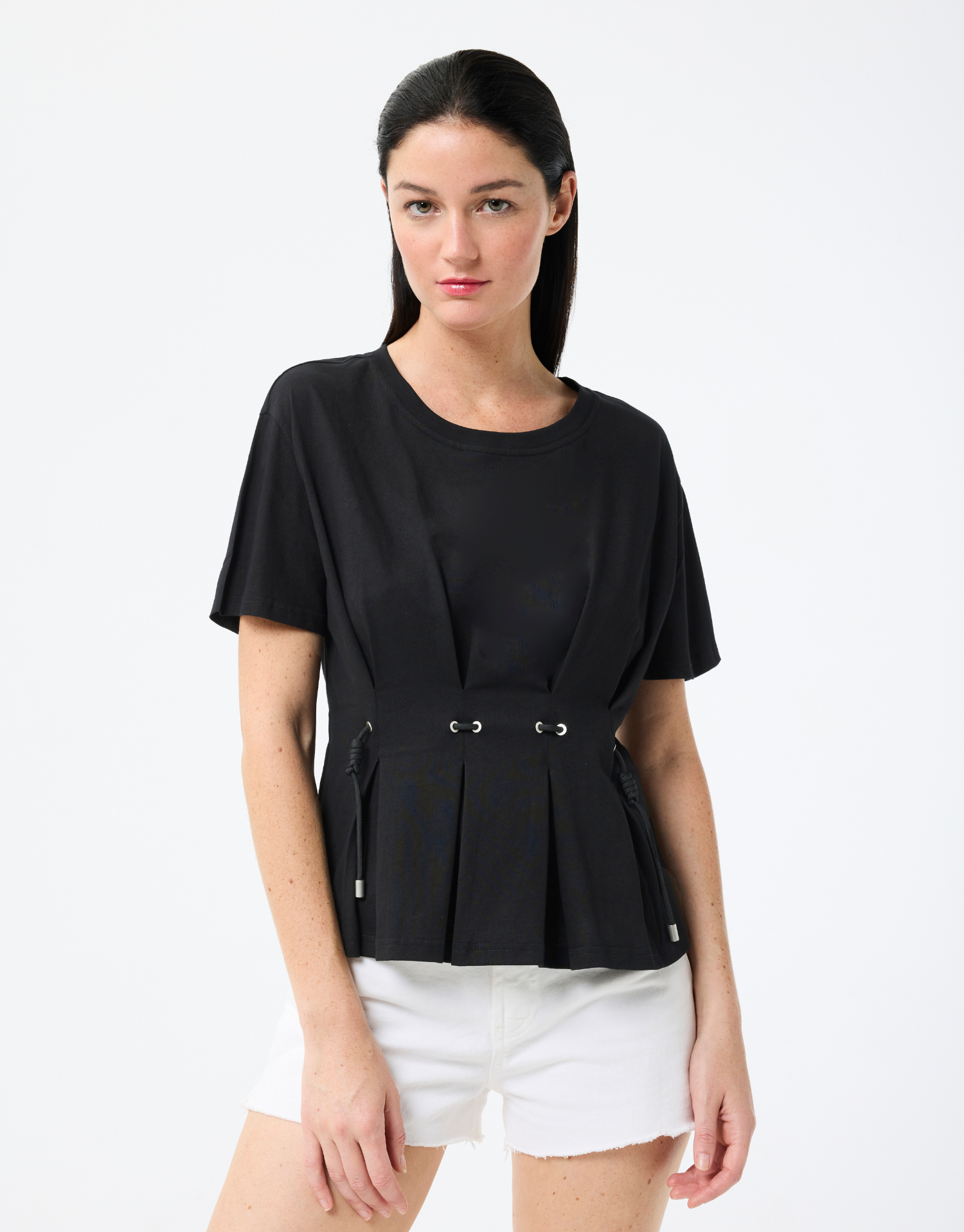 Laced cotton T-shirt