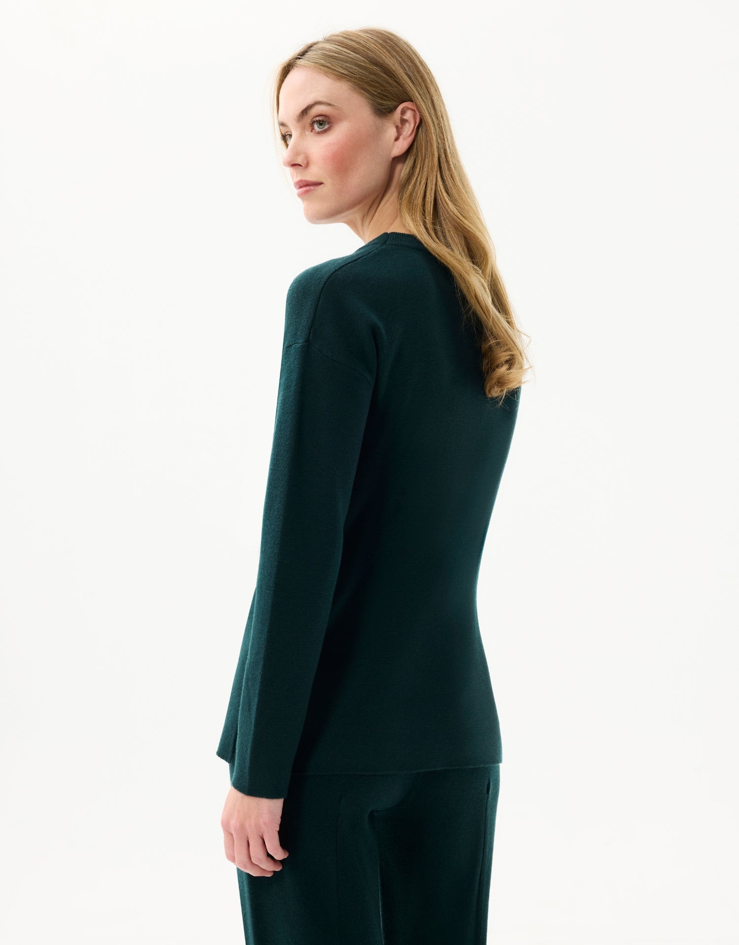 Pull col rond uni vert