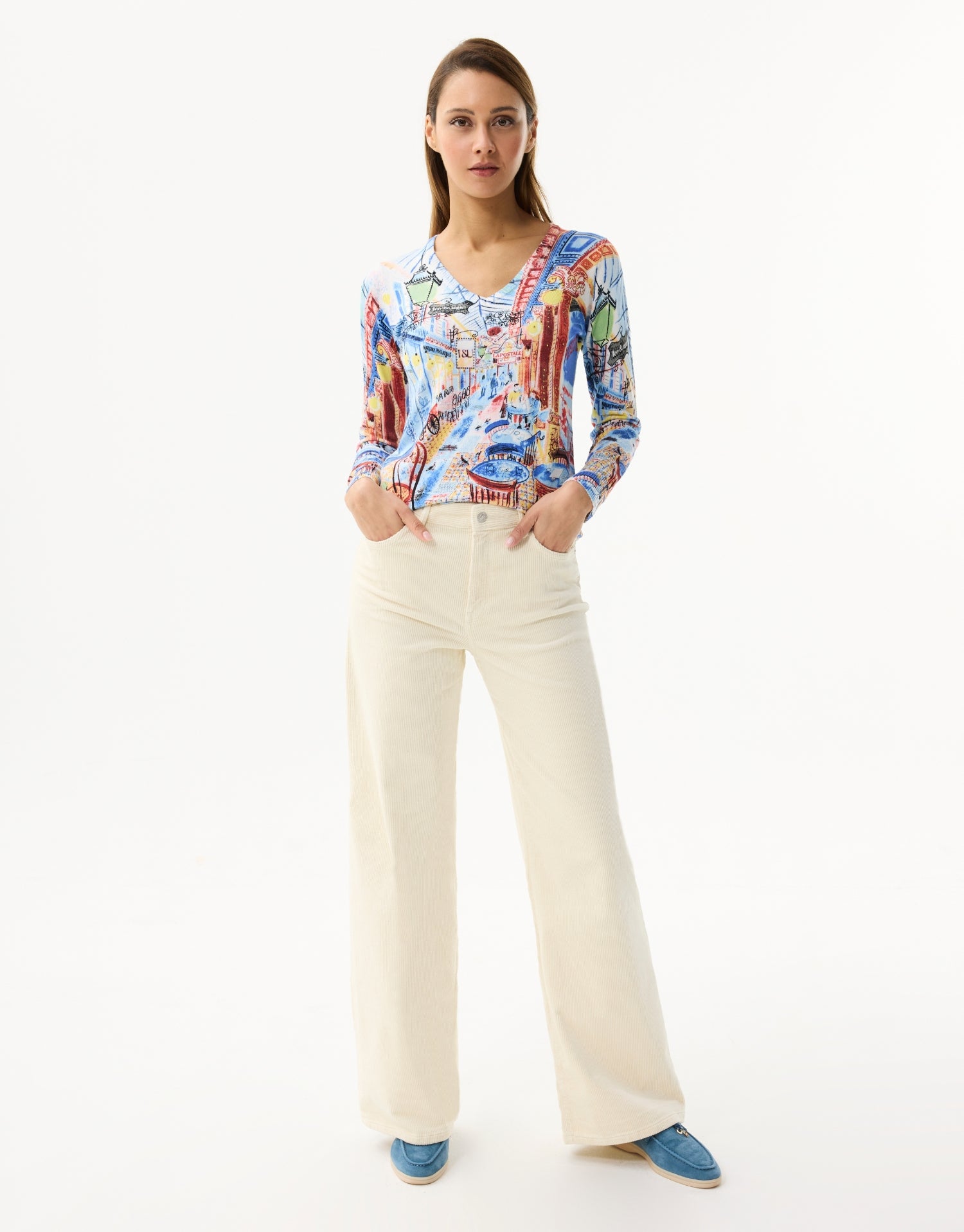 Pull imprimé multicolore