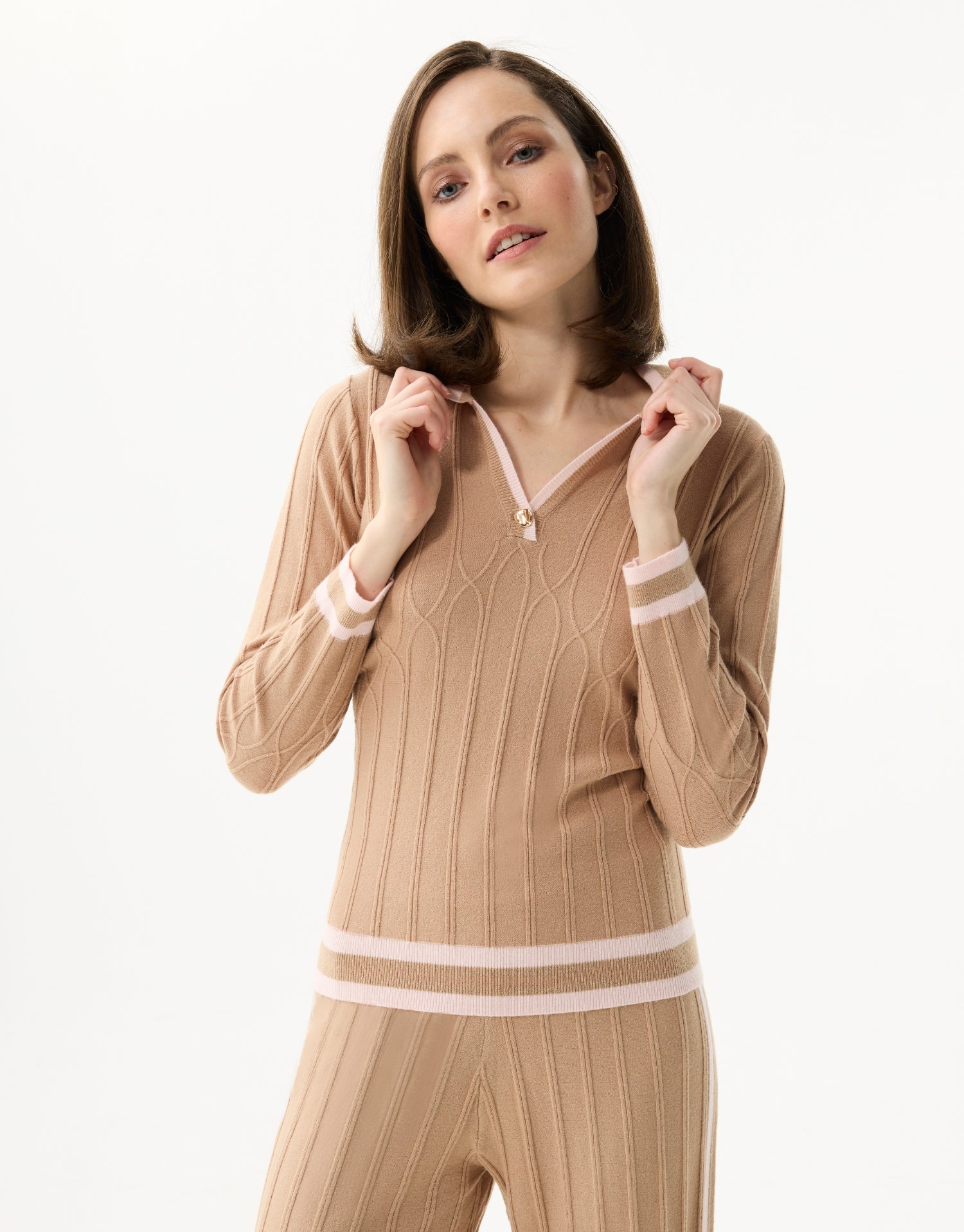Pull côtelé chic beige