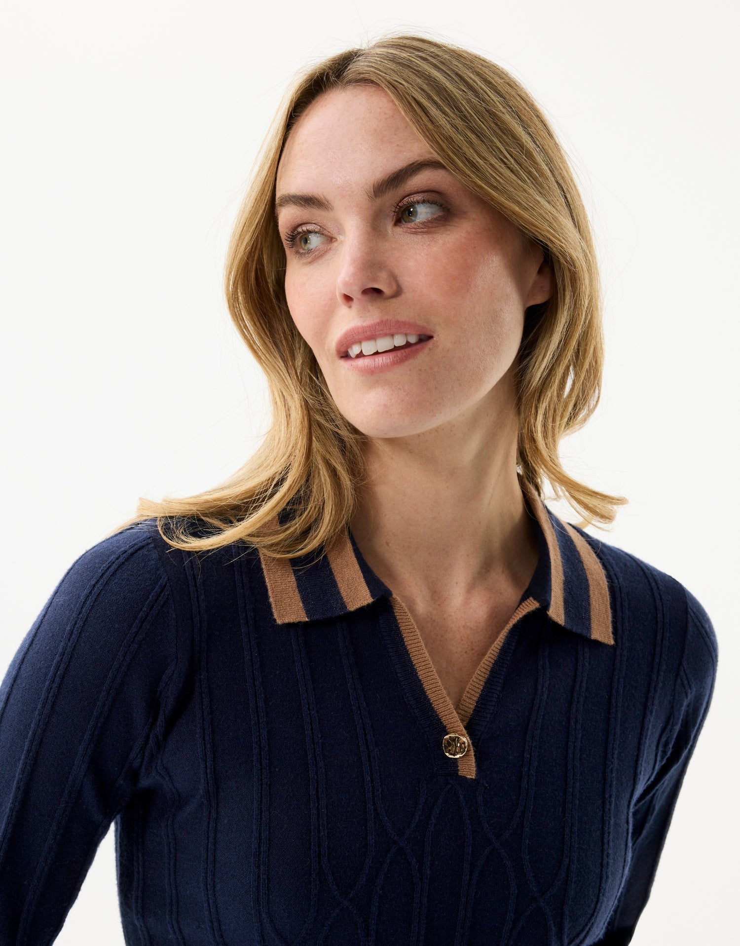 Pull côtelé chic bleu marine