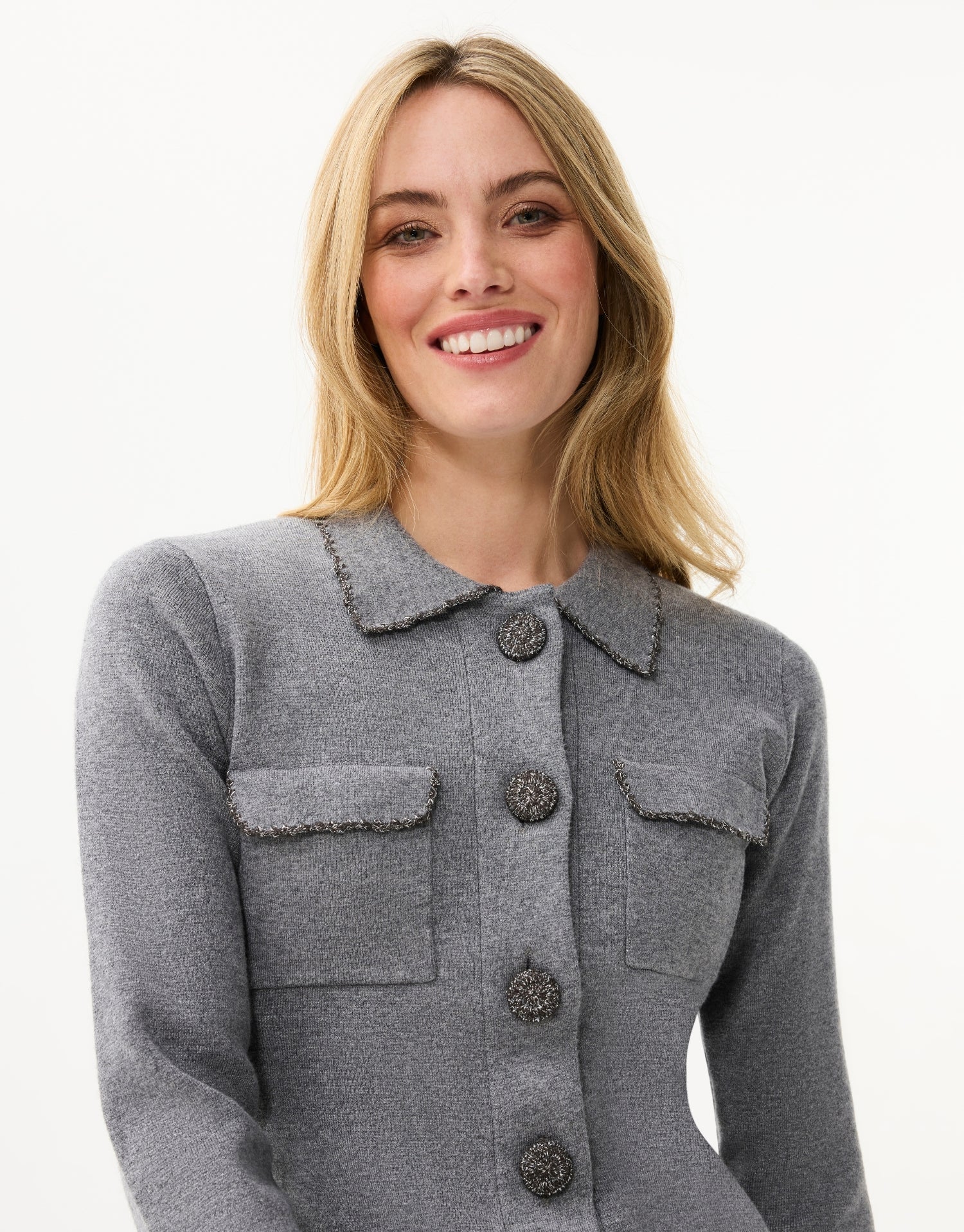 Robe maille boutonnée grise