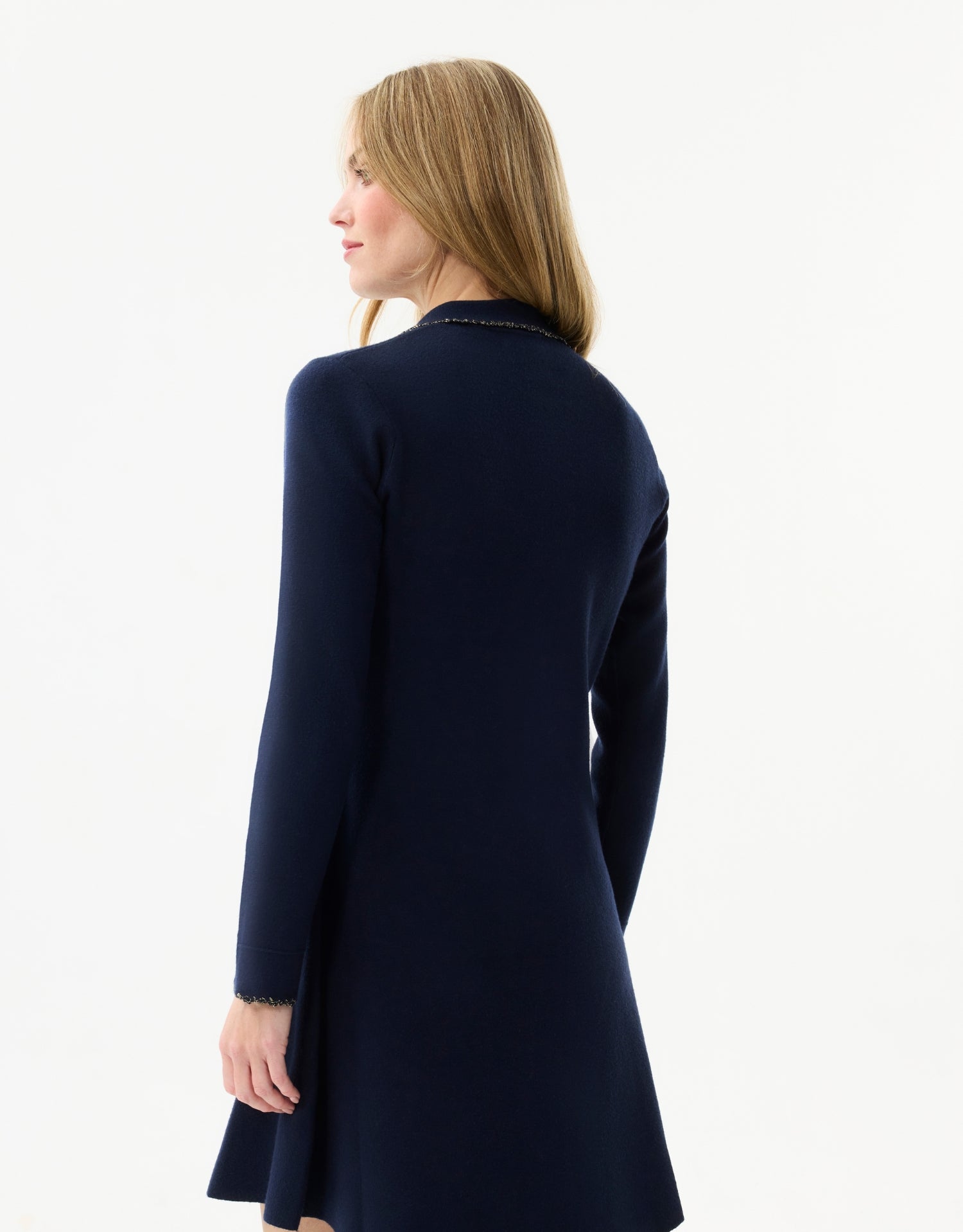 Robe maille boutonnée bleu marine