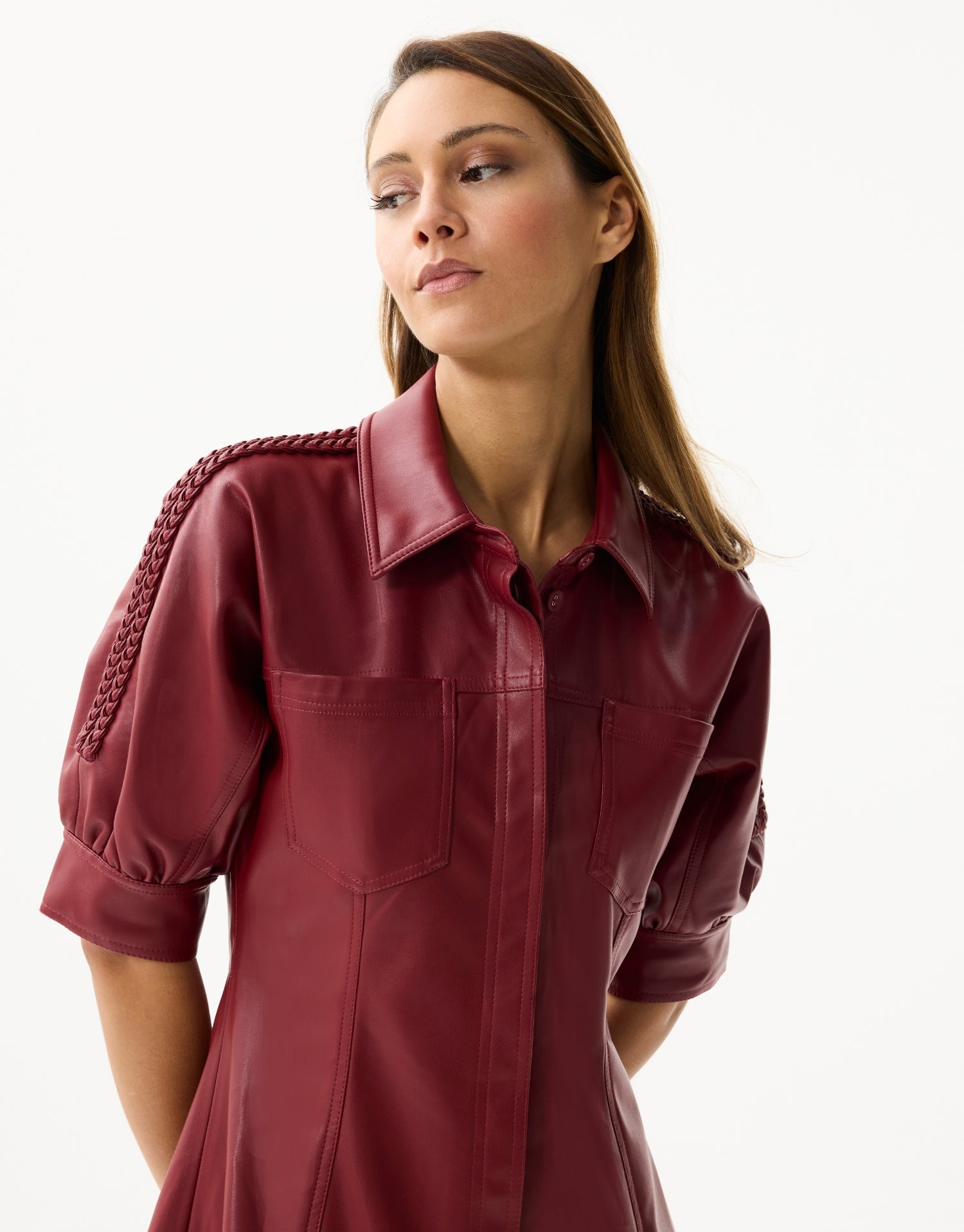 Robe en simili cuir bordeaux