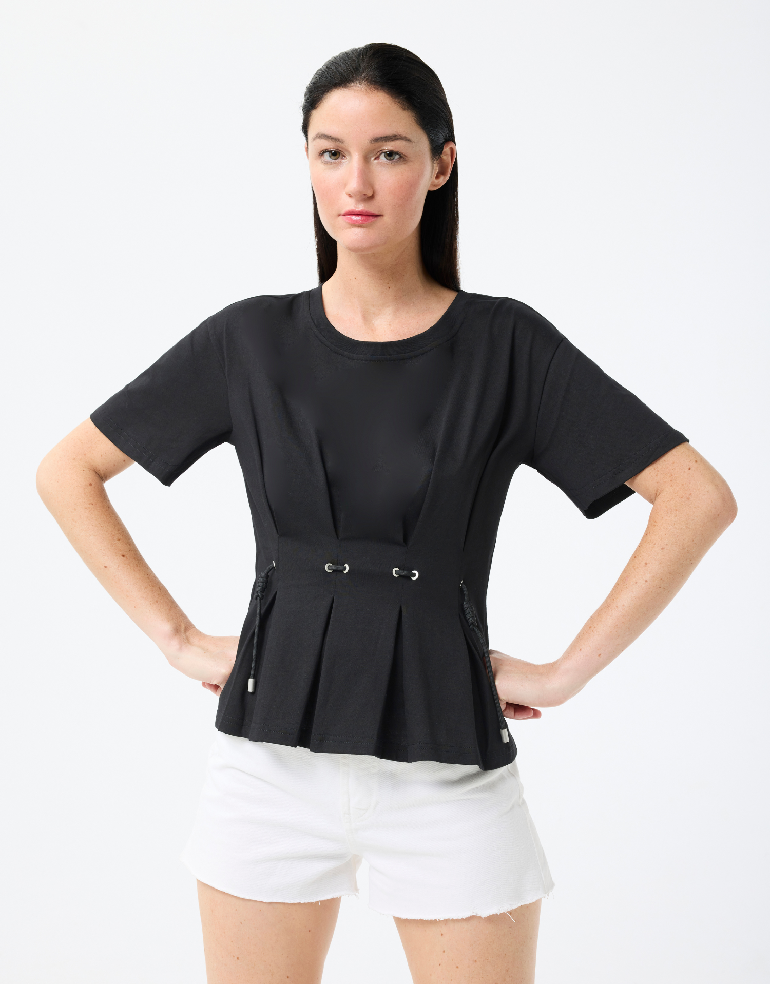 Laced cotton T-shirt